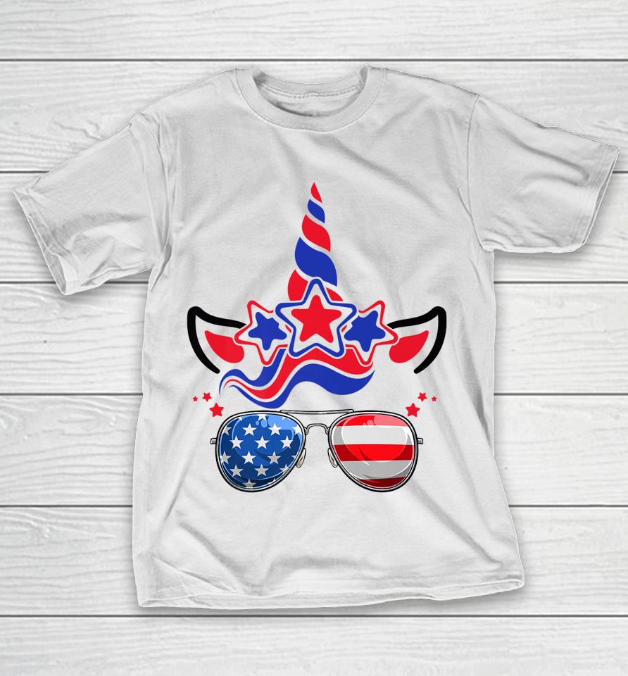 4Th Of July Unicorn American Flag Patriotic T-Shirt
