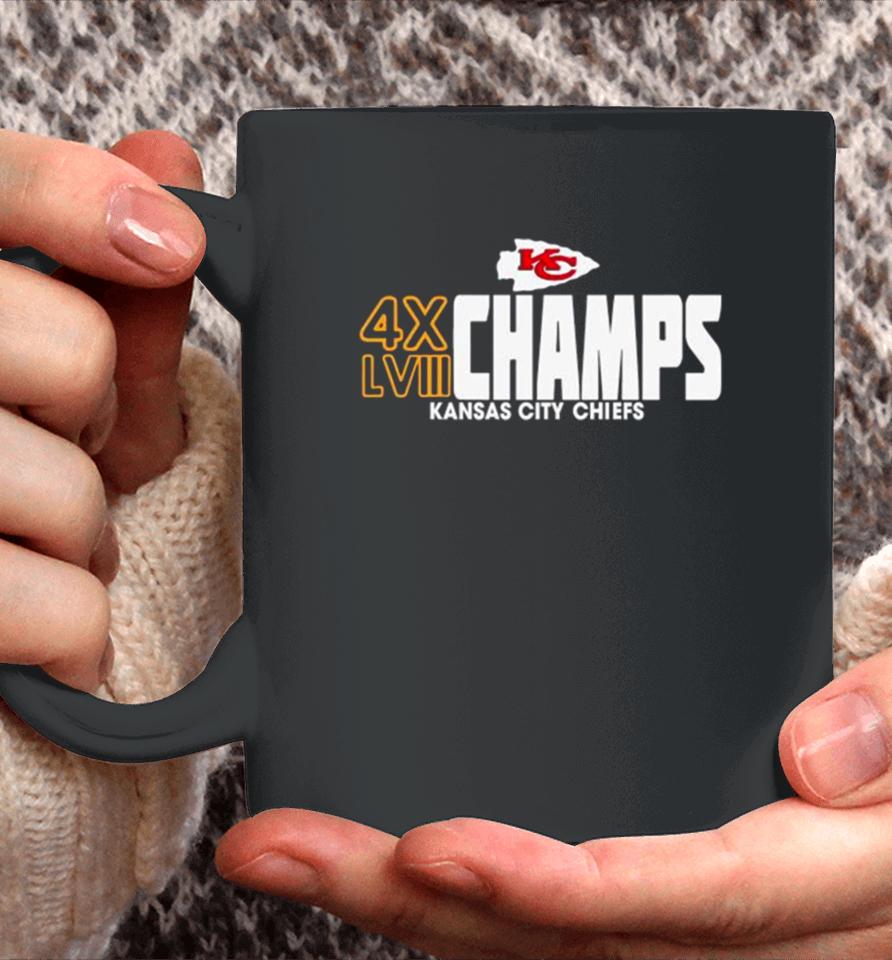 4X Champs Super Bowl Lviii Kansas City Chiefs Coffee Mug