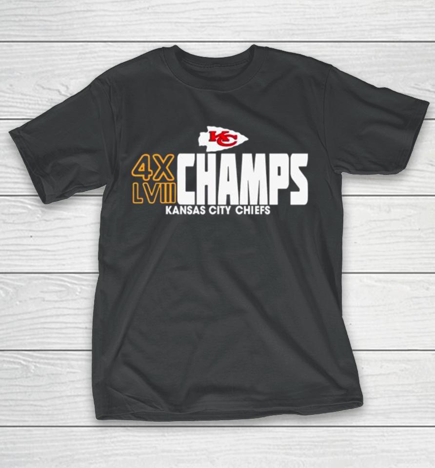 4X Champs Super Bowl Lviii Kansas City Chiefs T-Shirt