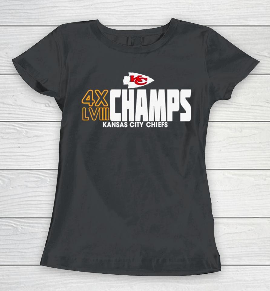 4X Champs Super Bowl Lviii Kansas City Chiefs Women T-Shirt