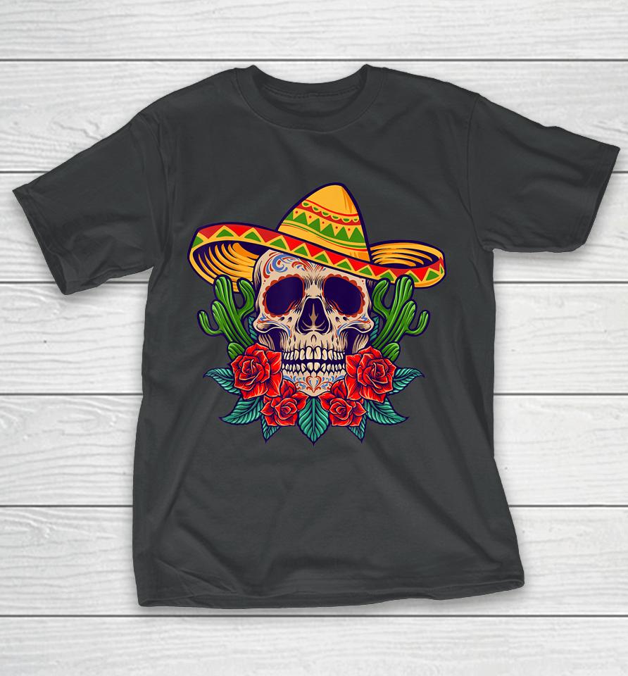5 De Mayo Mexican Sugar Skull Cinco De Mayo Skull T-Shirt