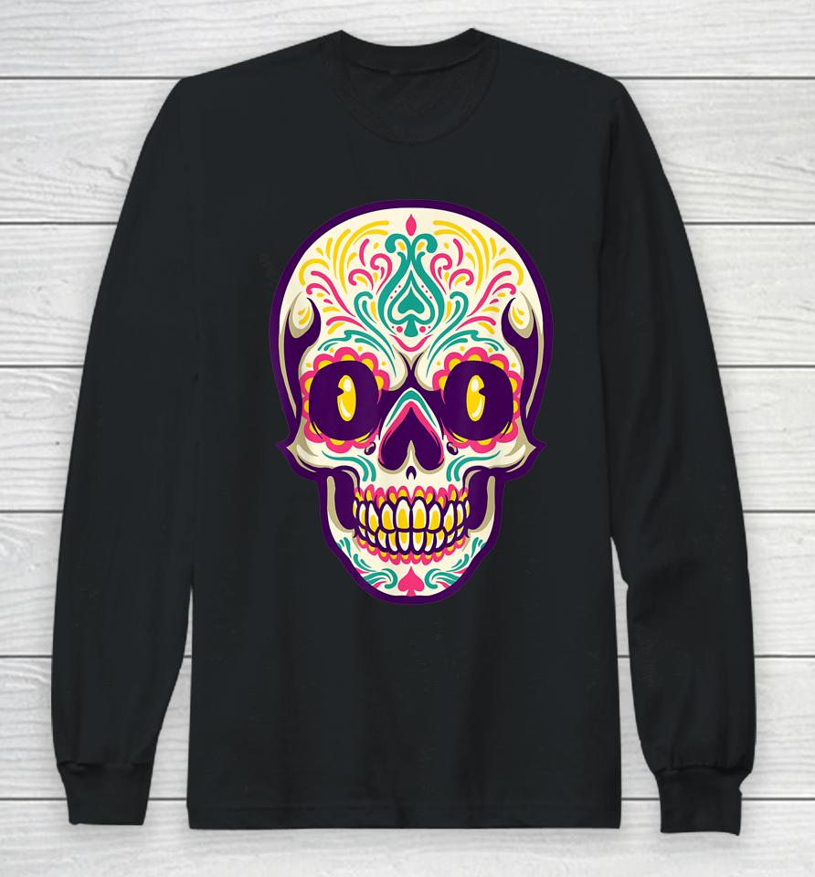 5 De Mayo Mexican Sugar Skull Cinco De Mayo Skull Long Sleeve T-Shirt