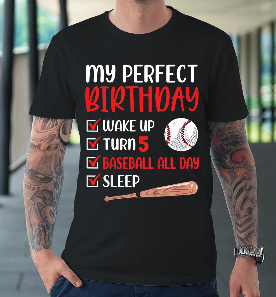 5 Year Old Baseball Birthday Party 5Th Boy Five Player Premium T-Shirt