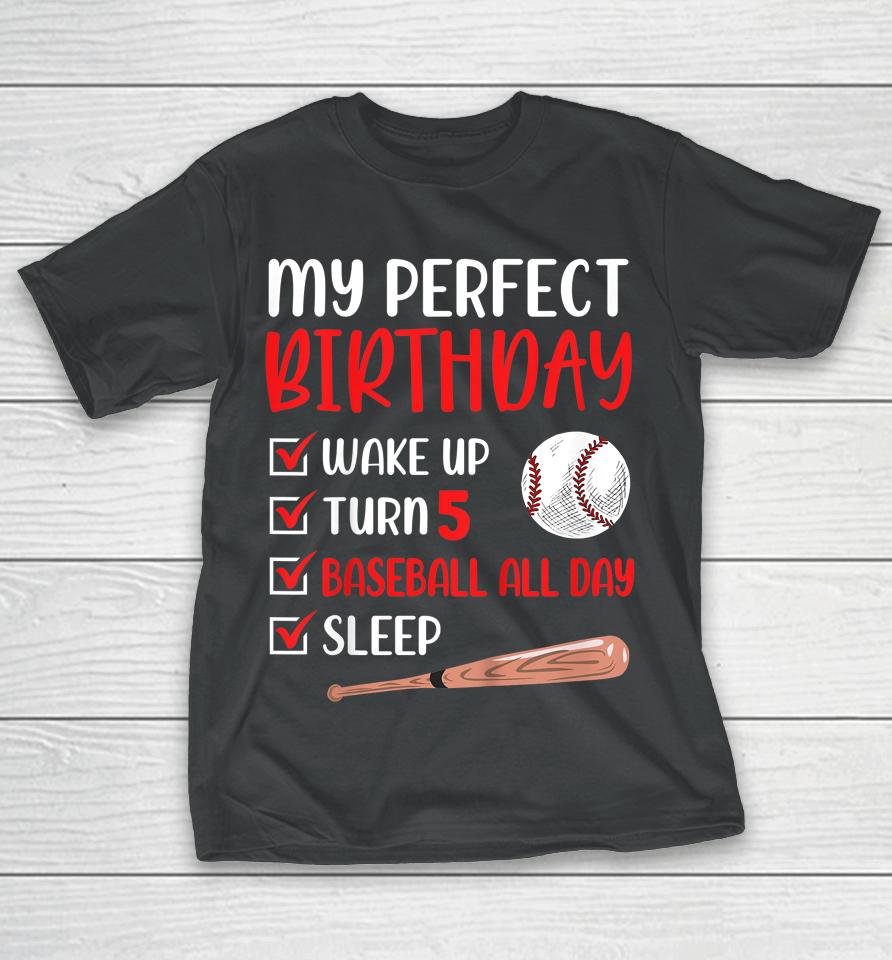 5 Year Old Baseball Birthday Party 5Th Boy Five Player T-Shirt