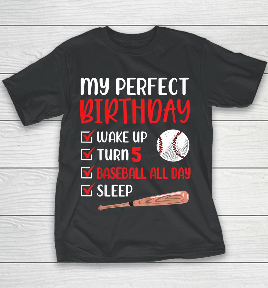 5 Year Old Baseball Birthday Party 5Th Boy Five Player Youth T-Shirt