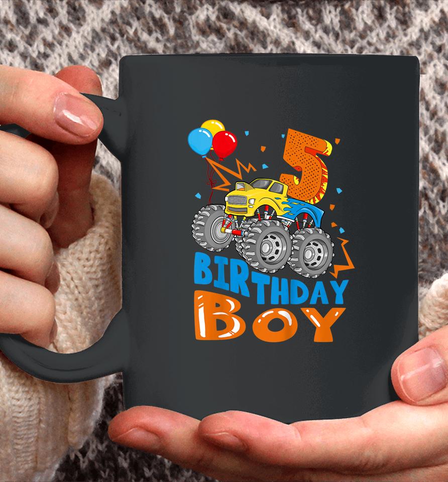 5 Year Old Gifts 5Th Birthday Boy Son Monster Truck Party Coffee Mug