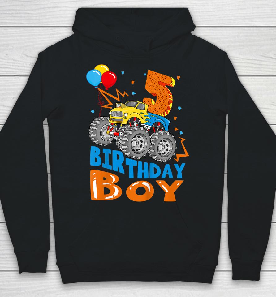 5 Year Old Gifts 5Th Birthday Boy Son Monster Truck Party Hoodie