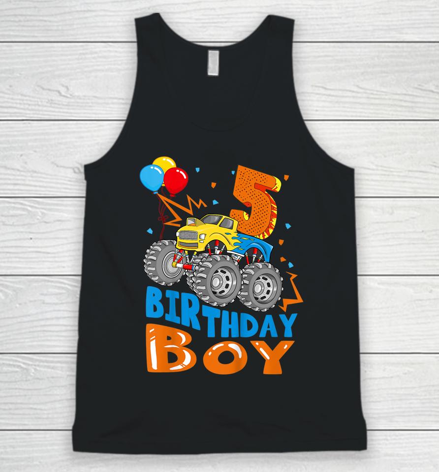 5 Year Old Gifts 5Th Birthday Boy Son Monster Truck Party Unisex Tank Top
