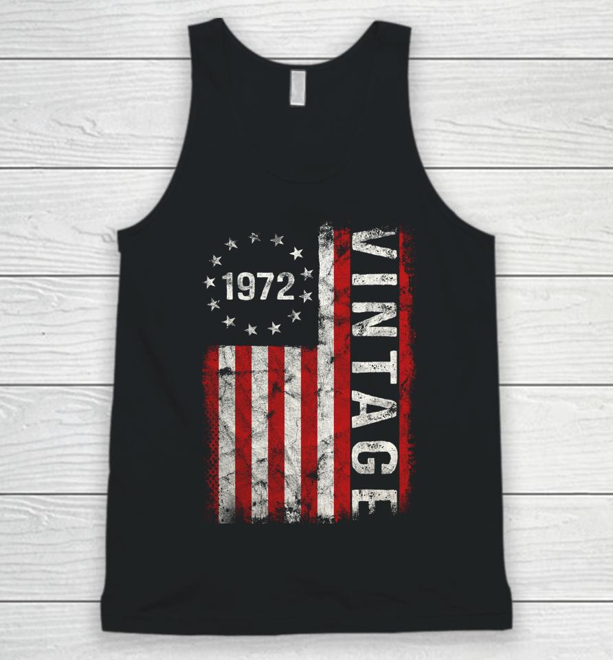 50 Year Old Gifts Vintage 1972 American Flag 50Th Birthday Unisex Tank Top