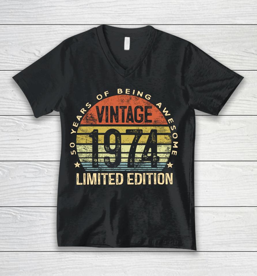 50 Year Old Gifts Vintage 1974 Limited Edition 50Th Birthday Unisex V-Neck T-Shirt