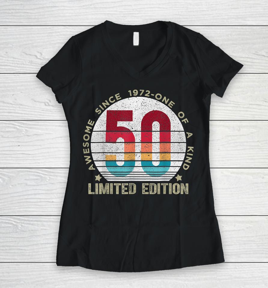 50 Year Old Vintage 1972 Retro Limited Edition 50Th Birthday Women V-Neck T-Shirt