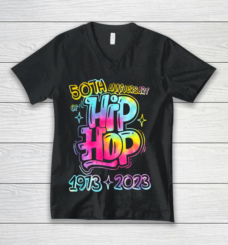 50 Years Old 50Th Anniversary Of Hip Hop Tie Dye Hip Hop Unisex V-Neck T-Shirt