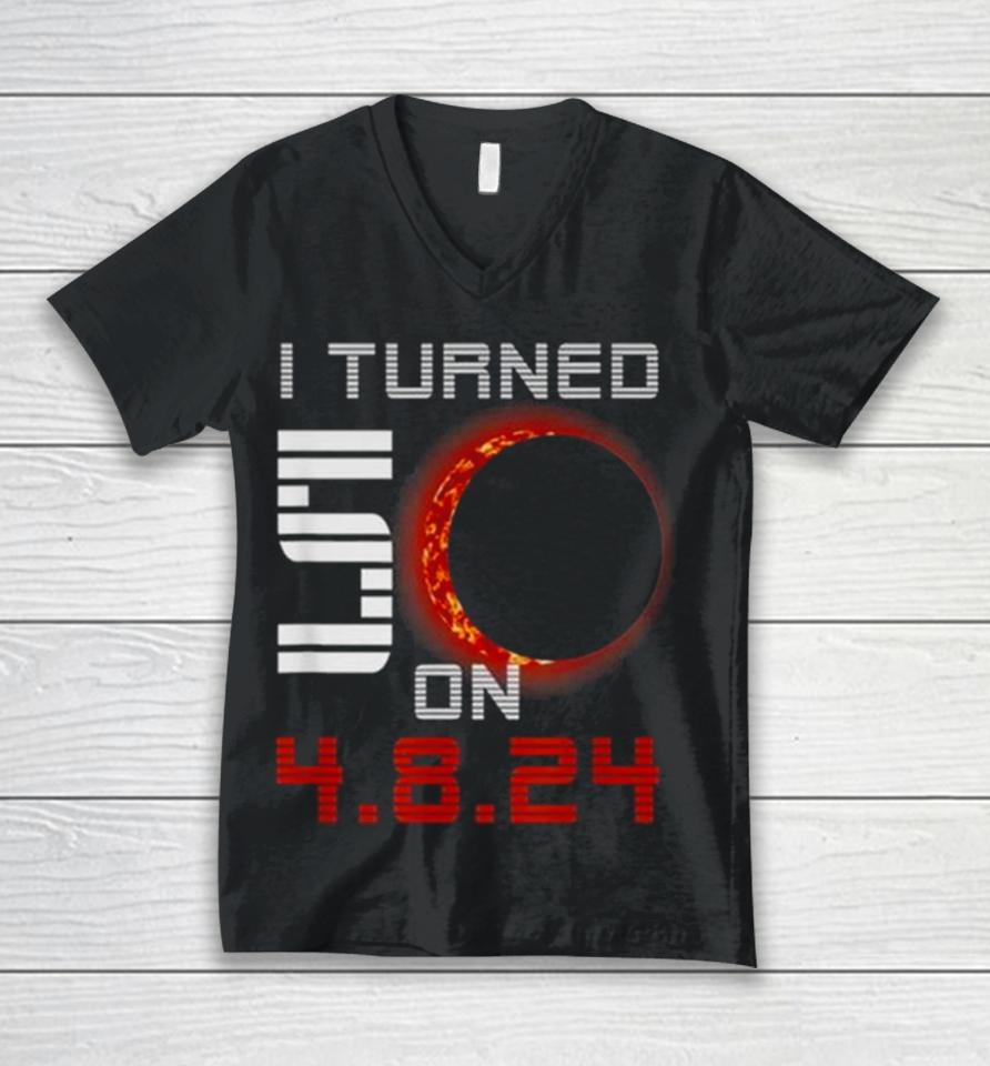 50Th Birthday Total Solar Eclipse April 8Th 2024 Unisex V-Neck T-Shirt
