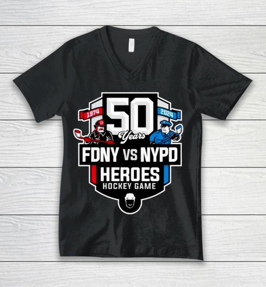 50Th Heroes Hockey Game Fdny Vs Nypd Unisex V-Neck T-Shirt