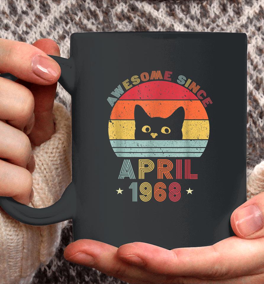 54Th Birthday Vintage Cats 54 Years Awesome April Since 1968 Coffee Mug