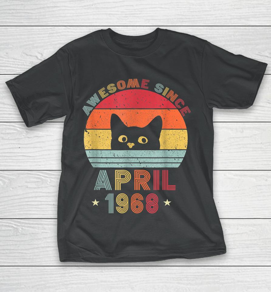 54Th Birthday Vintage Cats 54 Years Awesome April Since 1968 T-Shirt