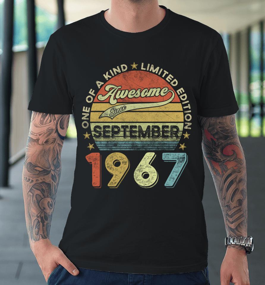 55Th Birthday Gift 55 Year Old Awesome Since September 1967 Premium T-Shirt