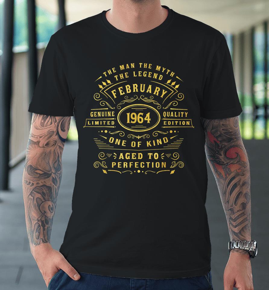 58 Year Old Awesome Since February 1964 58Th 58St Birthday Premium T-Shirt