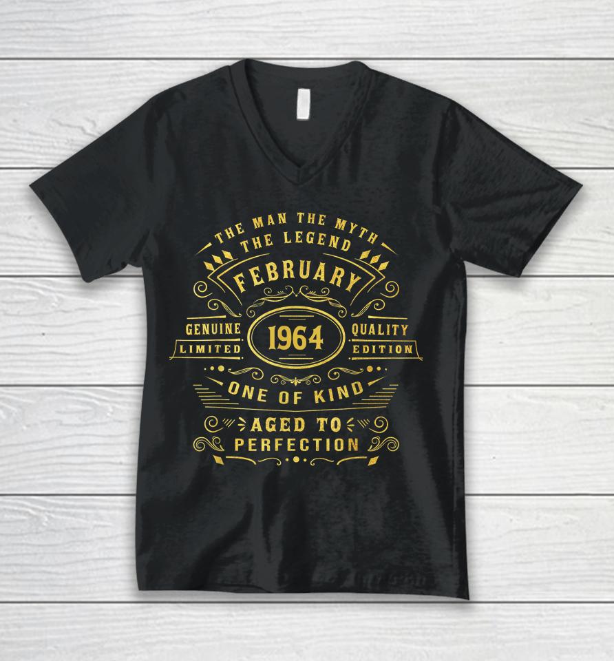58 Year Old Awesome Since February 1964 58Th 58St Birthday Unisex V-Neck T-Shirt