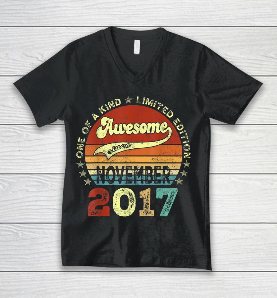 5Th Birthday Gifts Awesome Since November 2017 5 Years Old Unisex V-Neck T-Shirt