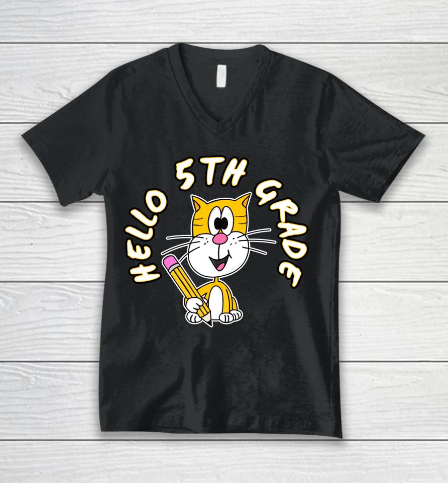 5Th Grade Cat Back To School 2022 5Th Grade Teacher Unisex V-Neck T-Shirt