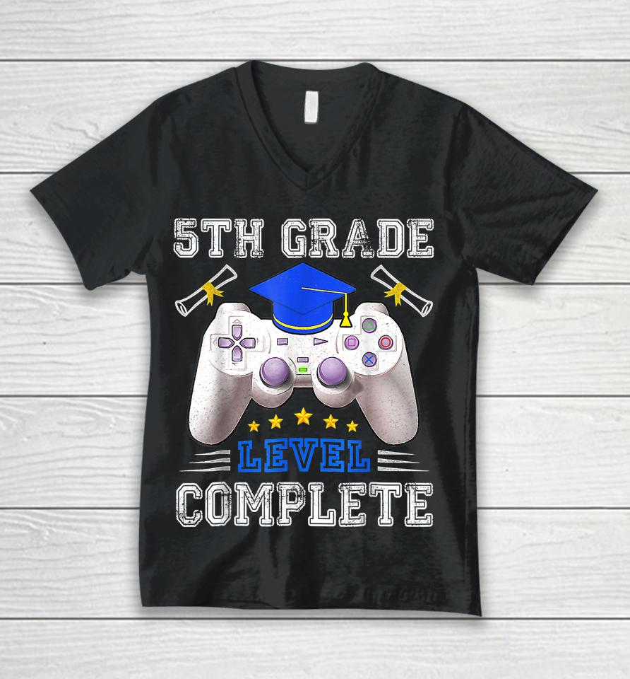 5Th Grade Level Complete Gamer Class Of 2023 Graduation Unisex V-Neck T-Shirt