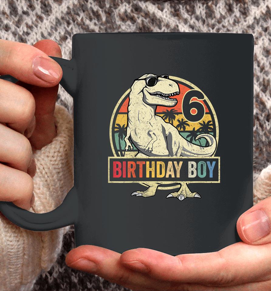 6 Year Old Shirt 6Th Birthday Boy T-Rex Dinosaur Coffee Mug
