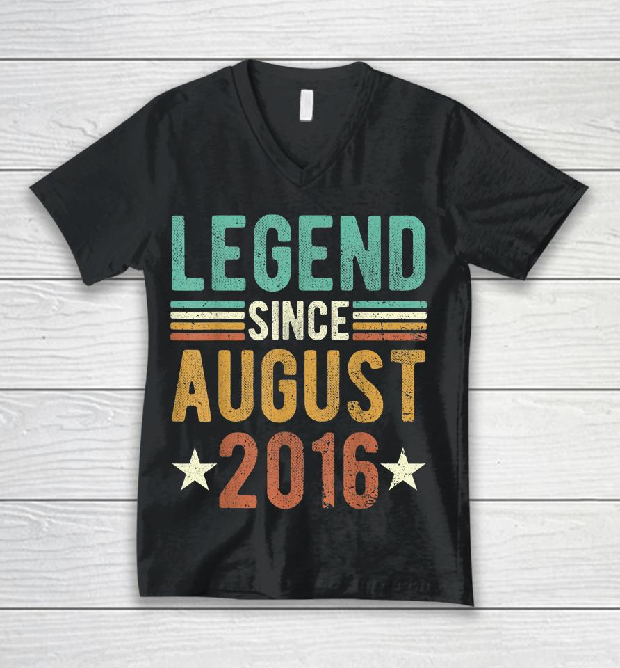6 Years Old Gifts Legend Since August 2016 6Th Unisex V-Neck T-Shirt