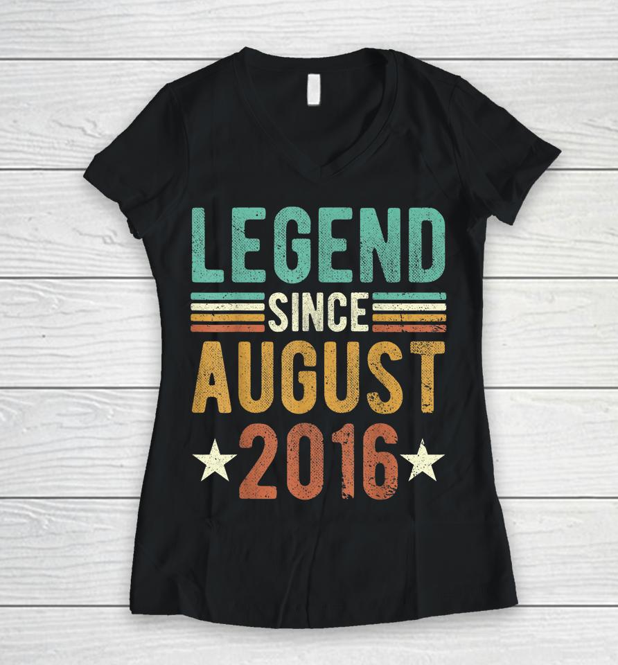 6 Years Old Gifts Legend Since August 2016 6Th Women V-Neck T-Shirt