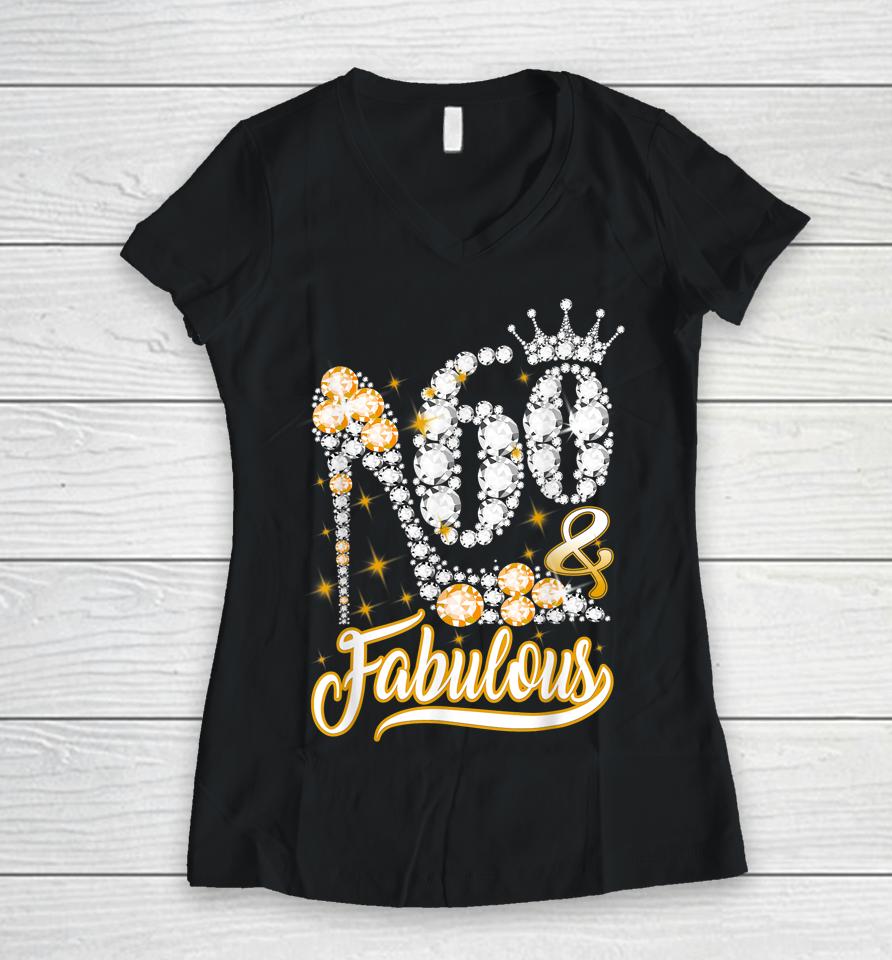 60 &Amp; Fabulous 60 Years Old Gifts 60Th Birthday Women V-Neck T-Shirt