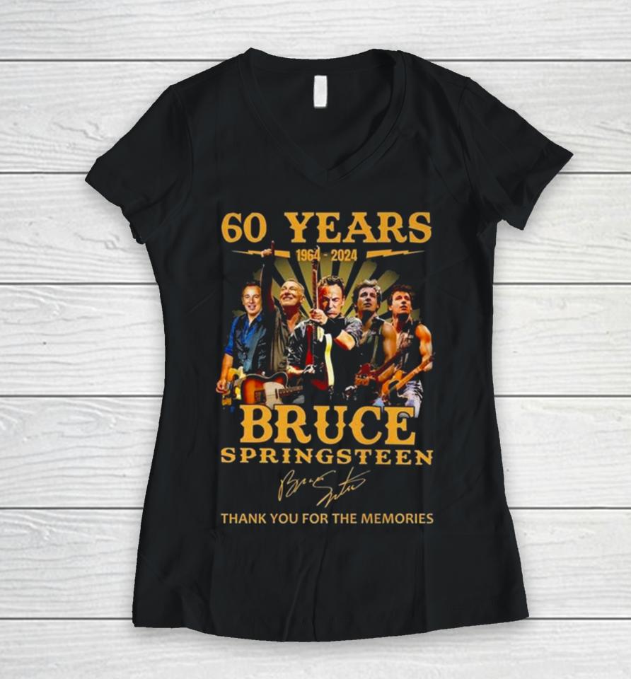 60 Years 1964 – 2024 Bruce Springsteen Thank You For The Memories Signature Women V-Neck T-Shirt
