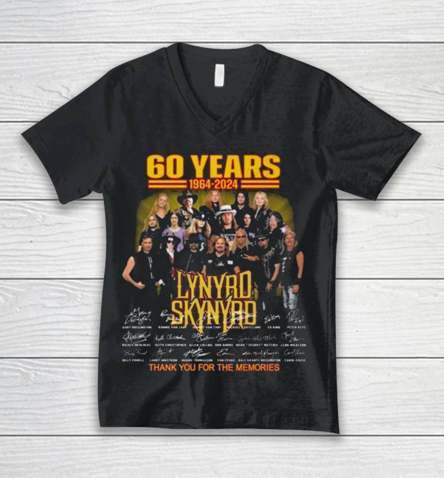 60 Years Of Memories With Lynyrd Skynyrd 1964 2024 Signatures Unisex V-Neck T-Shirt