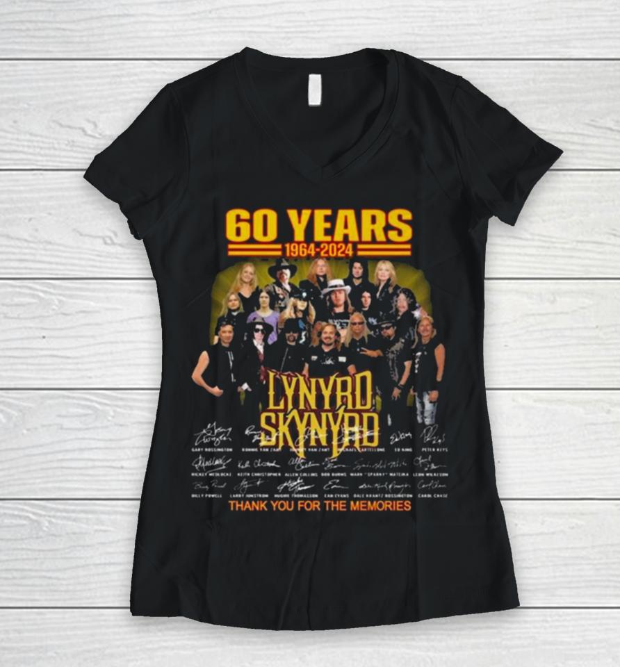 60 Years Of Memories With Lynyrd Skynyrd 1964 2024 Signatures Women V-Neck T-Shirt