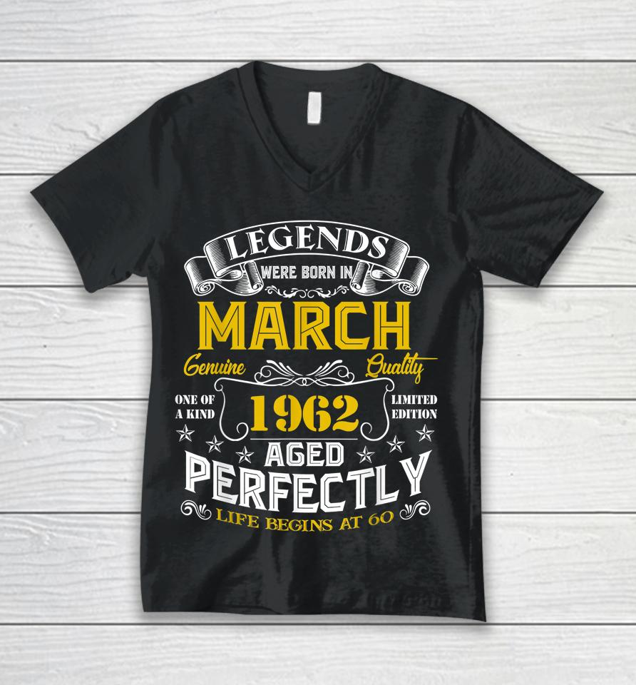 60Th Birthday Gifts 60 Years Old Awesome Since March 1962 Unisex V-Neck T-Shirt