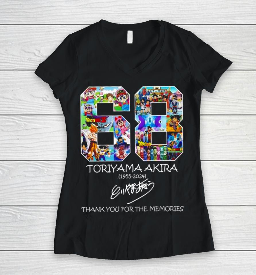 68 Toriyama Akira 1955 2024 Thank You For The Memories Signature Women V-Neck T-Shirt