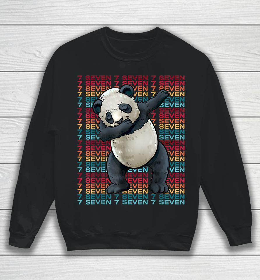 7 Years Old Panda Dabbing 7Th Birthday Panda Party Sweatshirt