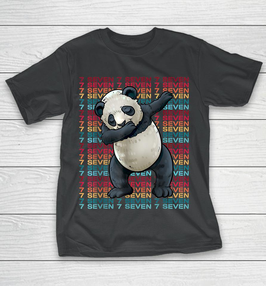 7 Years Old Panda Dabbing 7Th Birthday Panda Party T-Shirt