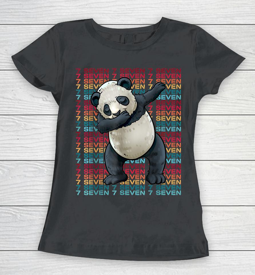 7 Years Old Panda Dabbing 7Th Birthday Panda Party Women T-Shirt