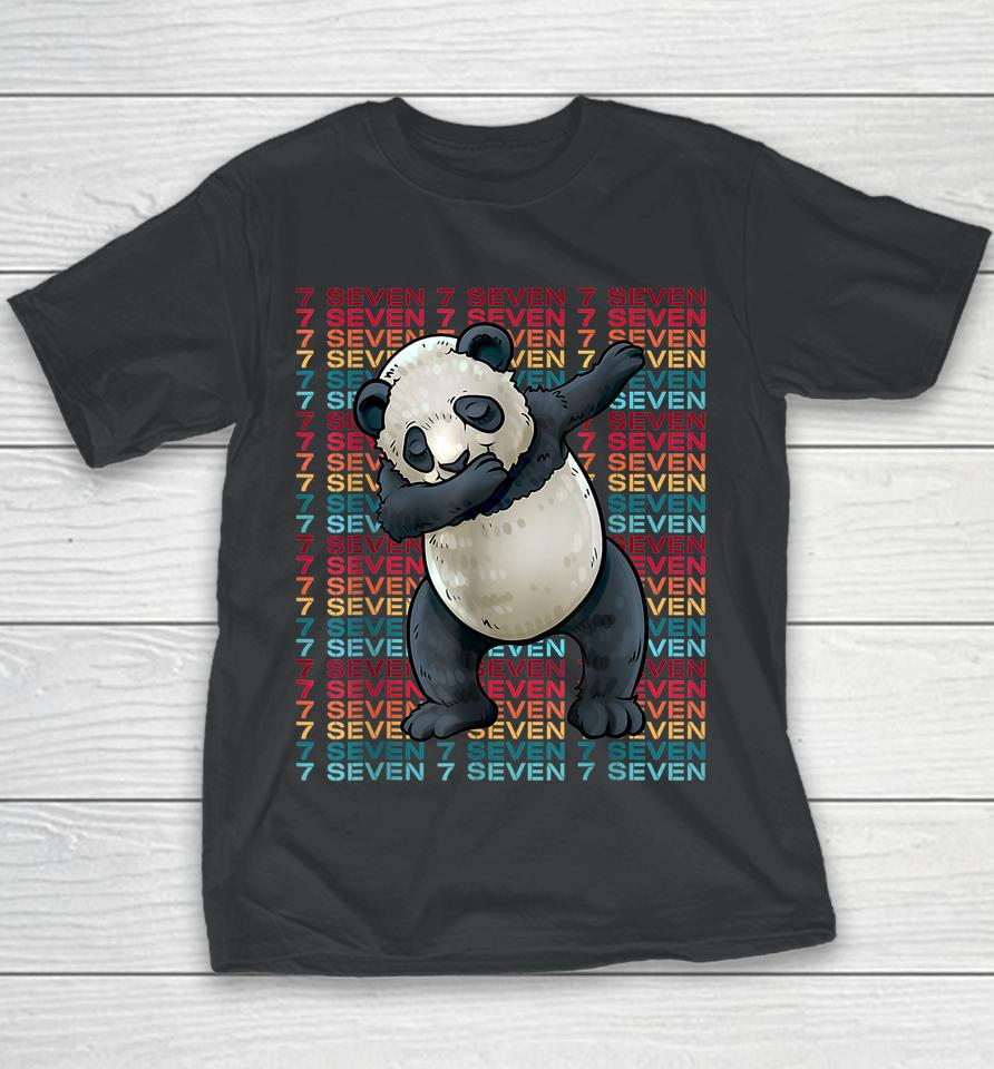 7 Years Old Panda Dabbing 7Th Birthday Panda Party Youth T-Shirt