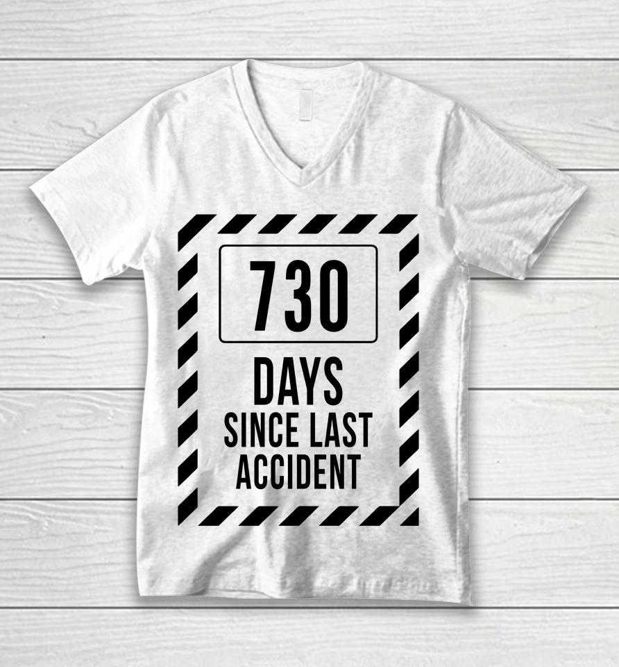 730 Days Since Last Accident Kentucky Ballistics Days Without Accident Unisex V-Neck T-Shirt