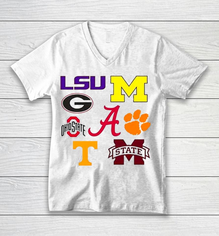 8 Teams Have Ever Been Ranked Number 1 In The College Football Playoff Rankings Unisex V-Neck T-Shirt