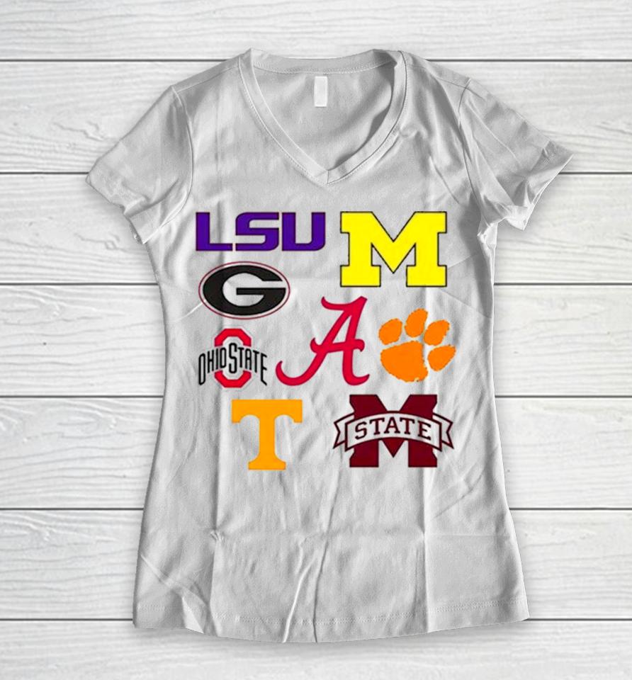 8 Teams Have Ever Been Ranked Number 1 In The College Football Playoff Rankings Women V-Neck T-Shirt