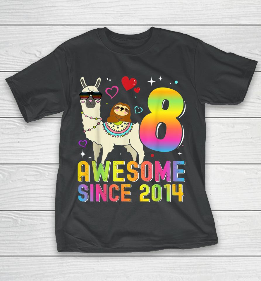 8 Year Old Awesome Since 2014 8Th Birthday Gifts T-Shirt
