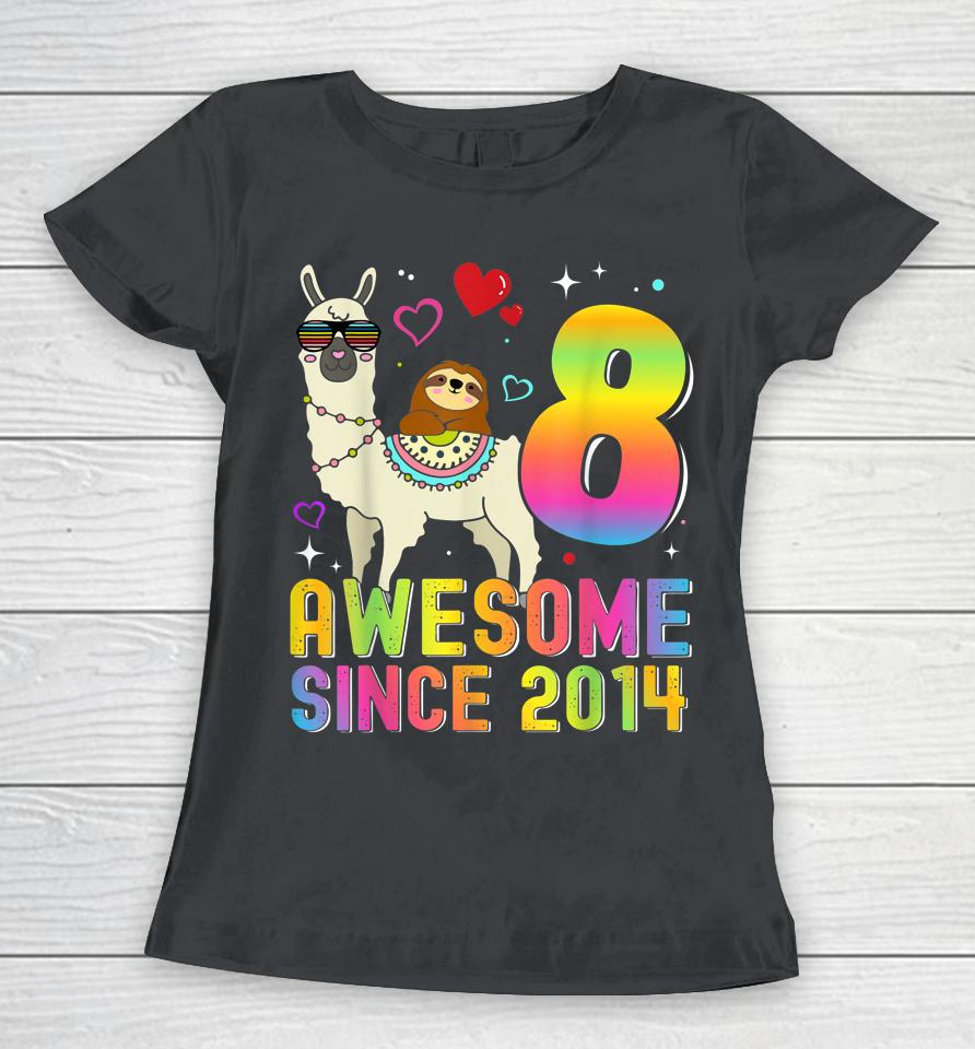 8 Year Old Awesome Since 2014 8Th Birthday Gifts Women T-Shirt