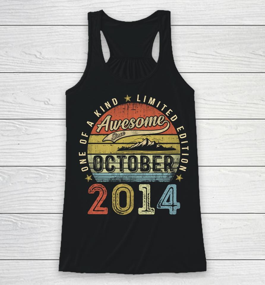 8 Year Old Gift Awesome Since October 2014 8Th Birthday Racerback Tank