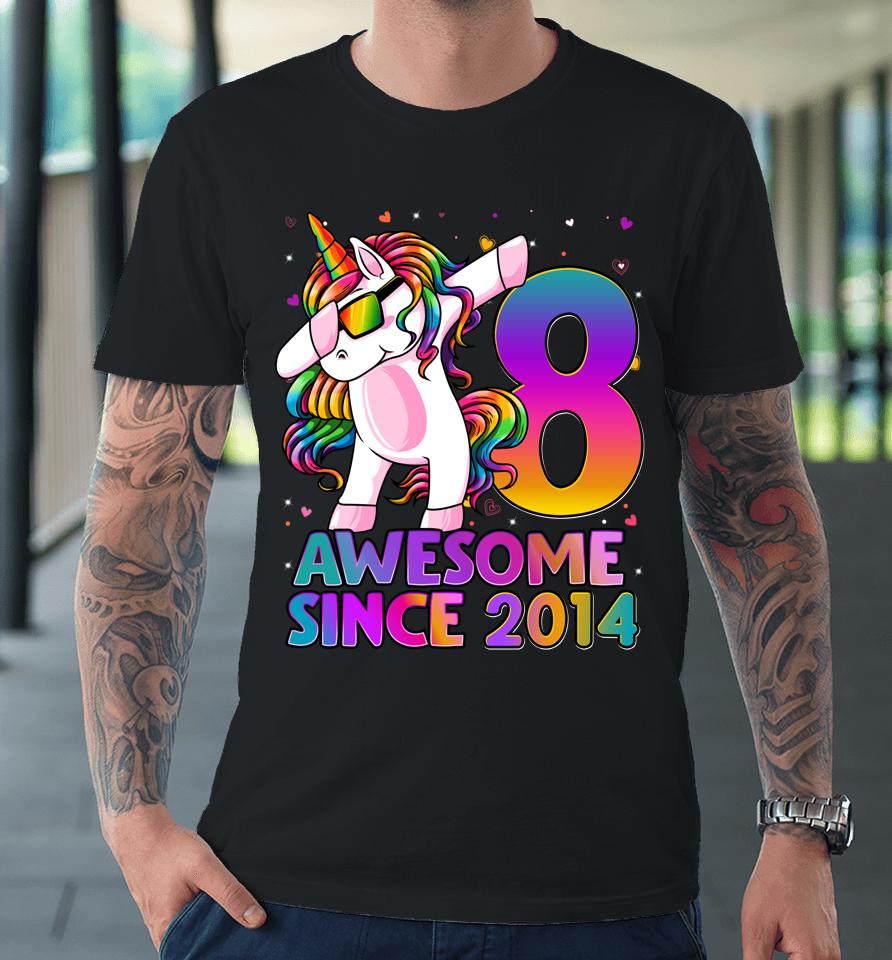 8 Years Old Unicorn Dabbing 8Th Birthday Girl Unicorn Premium T-Shirt