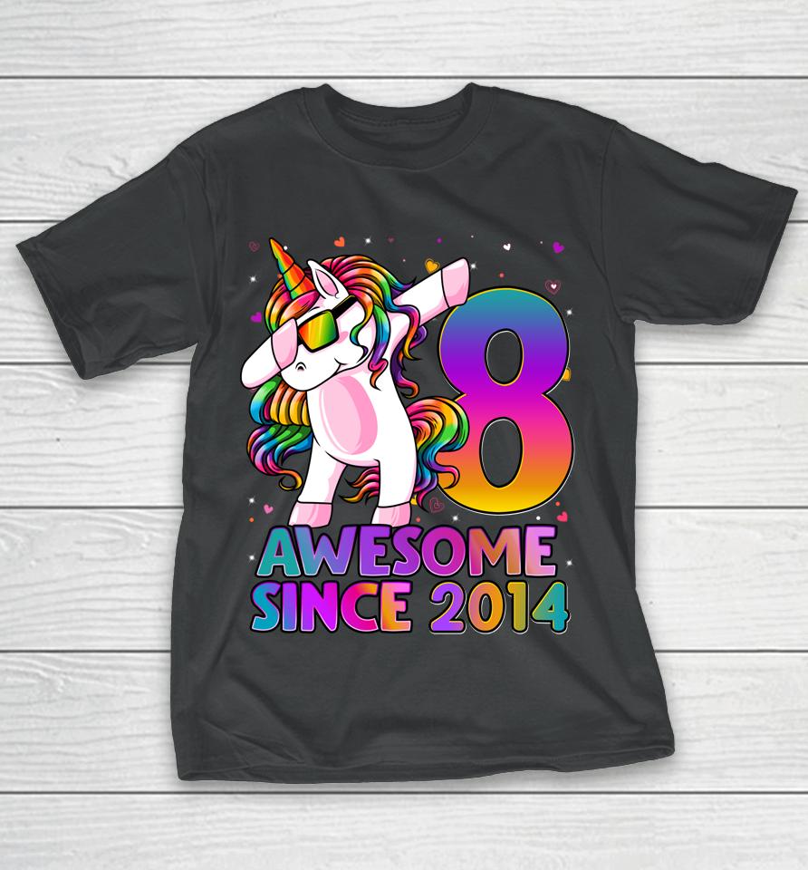 8 Years Old Unicorn Dabbing 8Th Birthday Girl Unicorn T-Shirt