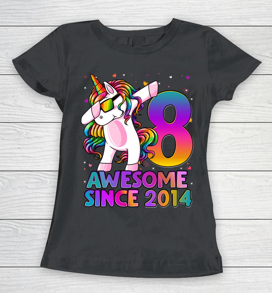 8 Years Old Unicorn Dabbing 8Th Birthday Girl Unicorn Women T-Shirt