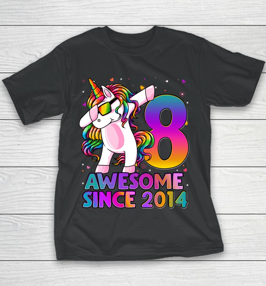 8 Years Old Unicorn Dabbing 8Th Birthday Girl Unicorn Youth T-Shirt