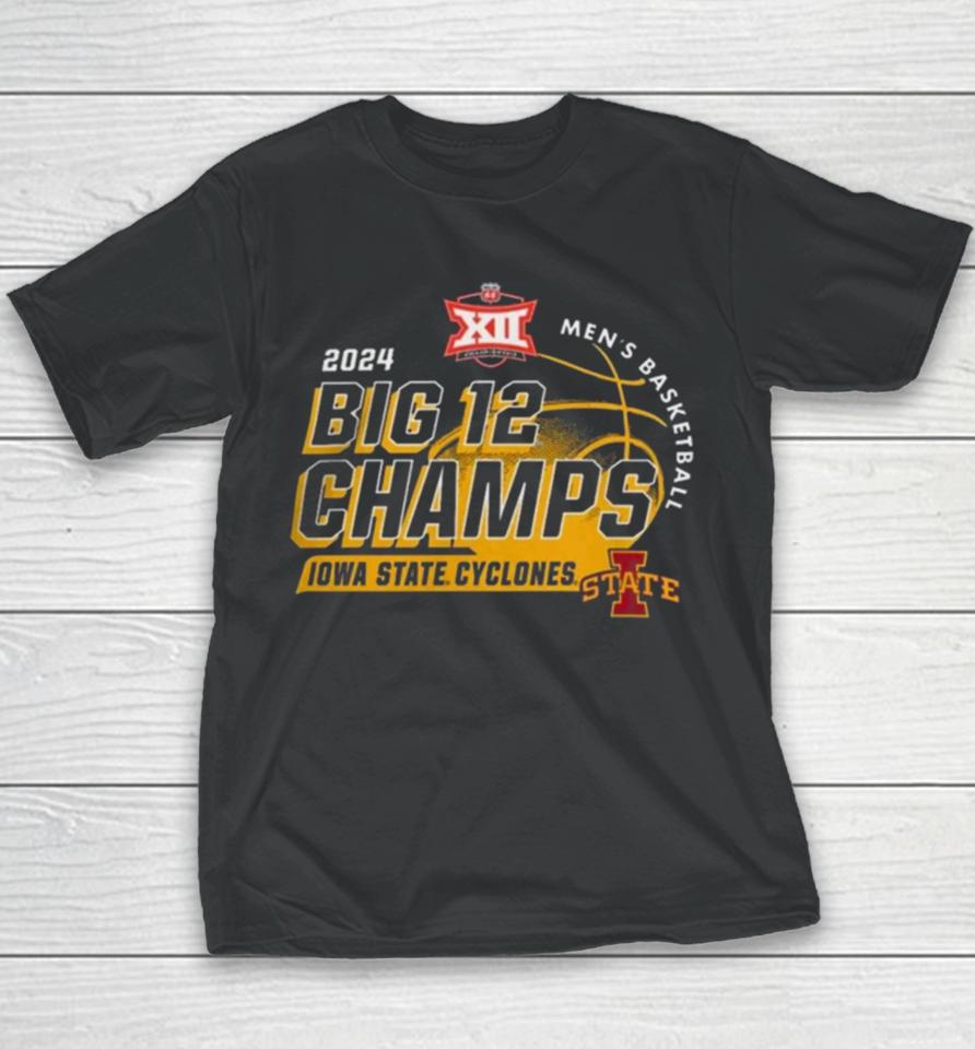 84 Cardinal Iowa State Cyclones 2024 Big 12 Men’s Basketball Conference Tournament Champions Locker Room Youth T-Shirt